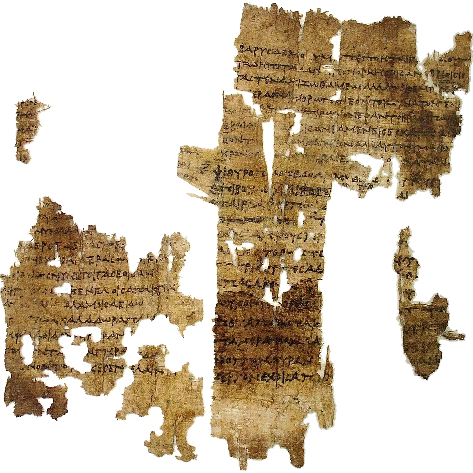 Papyrus fragments with lines of Greek text.