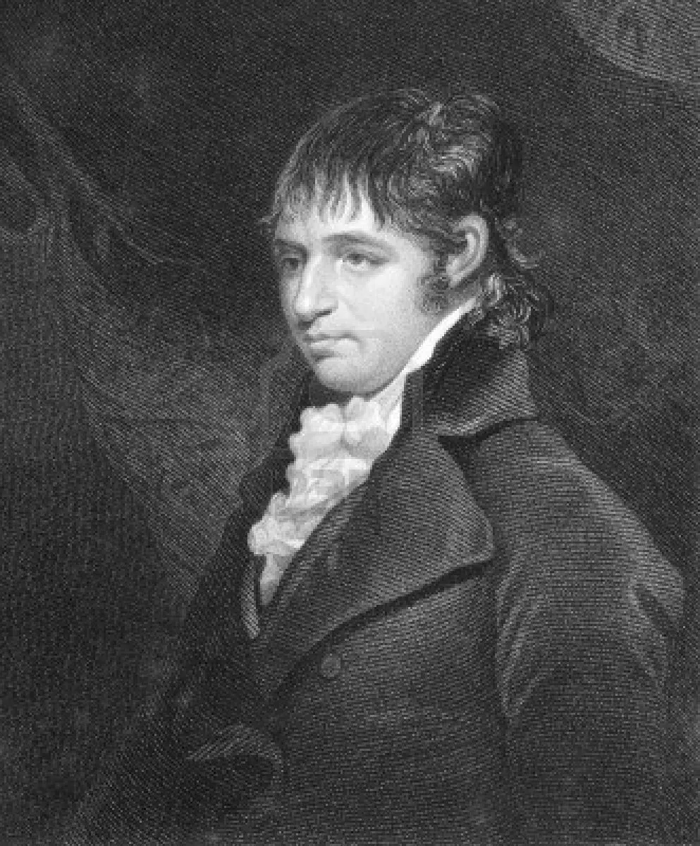 Engraved half-length portrait of a man with a high forehead in an eighteenth-century coat and cravat.